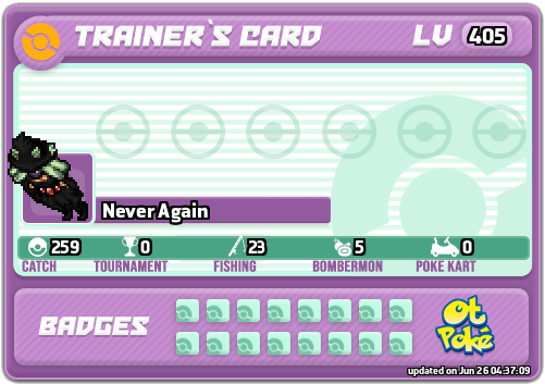 Never Again Card otPokemon.com