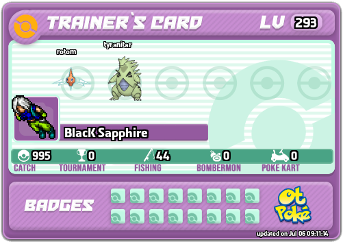 BlacK Sapphire Card otPokemon.com