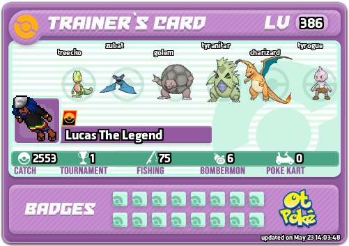 Lucas The Legend Card otPokemon.com