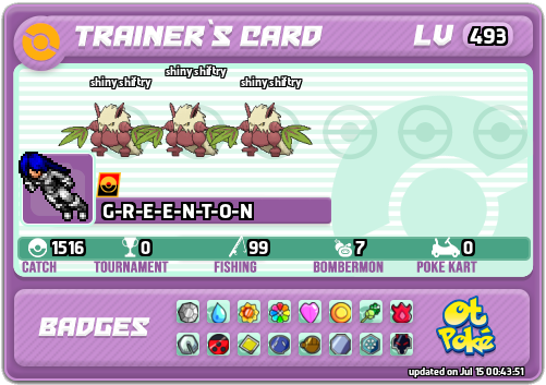 G-R-E-E-N-T-O-N Card otPokemon.com