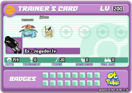 Ex - Jogador Iv Card otPokemon.com