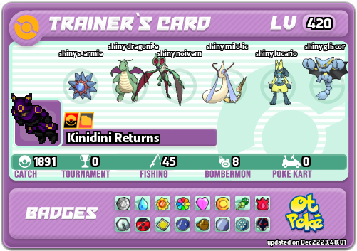 Kinidini Returns Card otPokemon.com