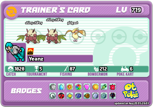 Yeanz Card otPokemon.com
