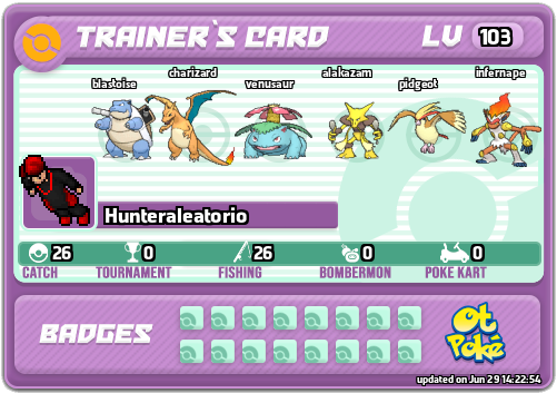 Hunteraleatorio Card otPokemon.com
