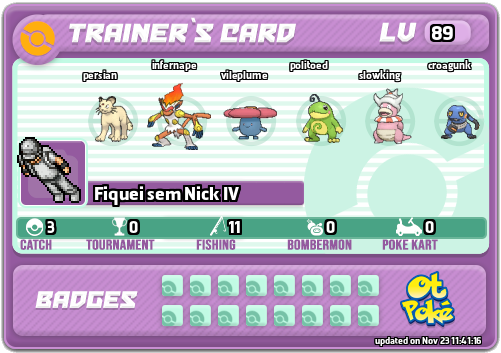 Fiquei sem Nick IV Card otPokemon.com