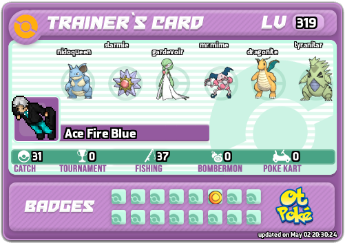 Ace Fire Blue Card otPokemon.com