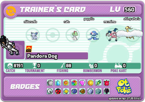 Pandora Dog Card otPokemon.com