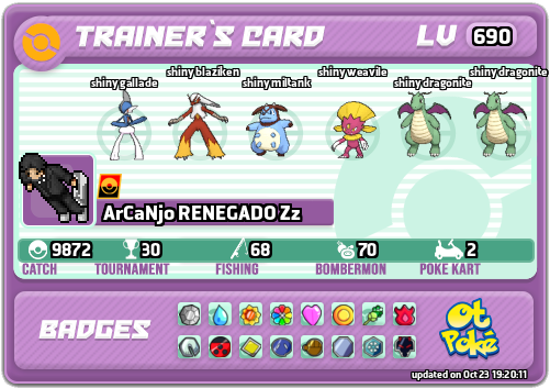 ArCaNjo RENEGADO Zz Card otPokemon.com