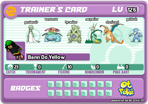 Bann Do Yellow Card otPokemon.com