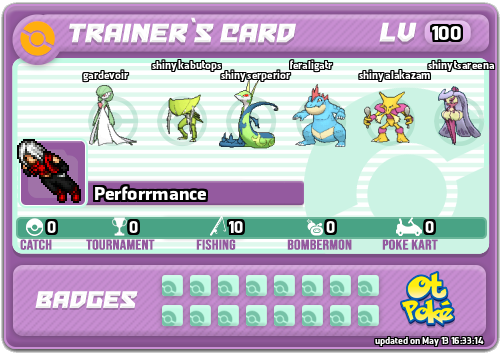 Perforrmance Card otPokemon.com